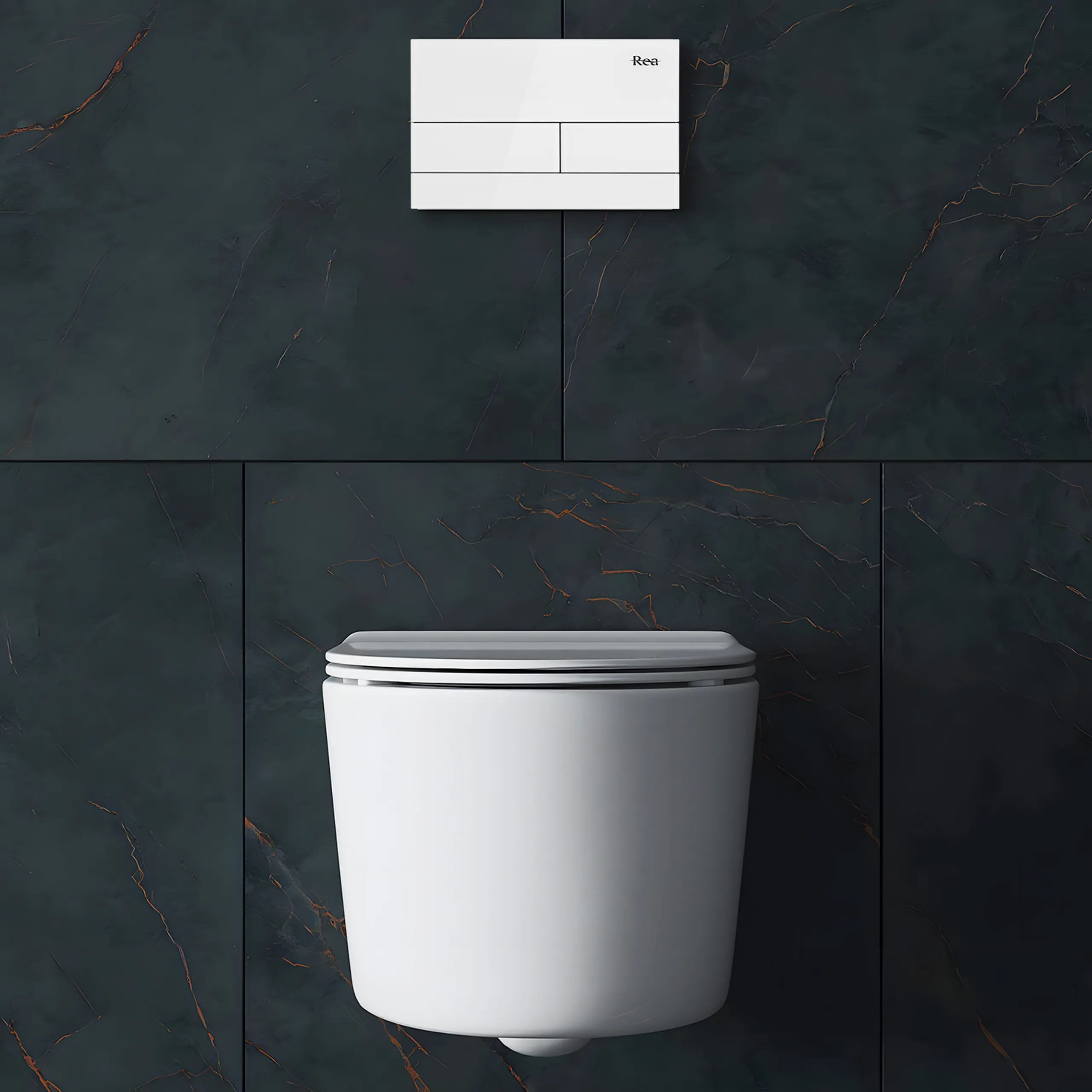 Cadru cu rezervor încastrat pentru wc + clapetă de acționare inclusă culoare alb model pătrat K011A-Q White Glass [1]