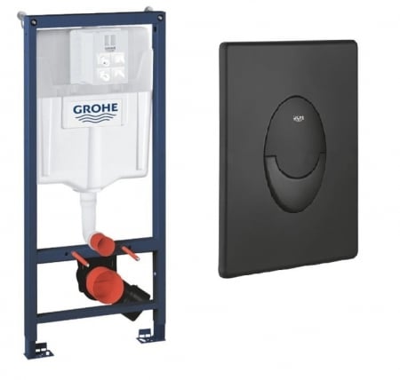 PROMOȚII - Cadru cu rezervor încastrat pentru wc + clapetă de acționare inclusă culoare negru mat model oval - Grohe