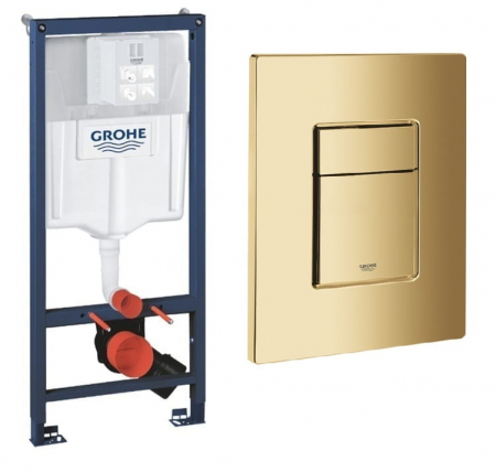 PROMOȚII - Cadru cu rezervor încastrat pentru wc + clapetă de acționare inclusă culoare auriu model pătrat - Grohe