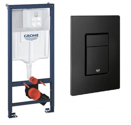 PROMOȚII - Cadru cu rezervor încastrat pentru wc + clapetă de acționare inclusă culoare negru mat model pătrat - Grohe