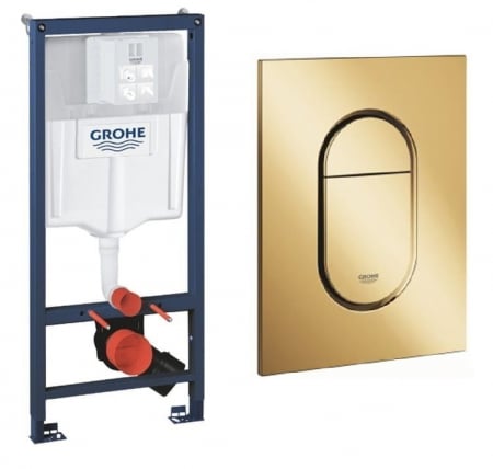 PROMOȚII - Cadru cu rezervor încastrat pentru wc + clapetă de acționare inclusă culoare auriu model oval - Grohe