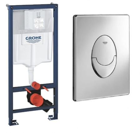 Cadru cu rezervor încastrat pentru wc + clapetă de acționare inclusă culoare crom model oval - Grohe