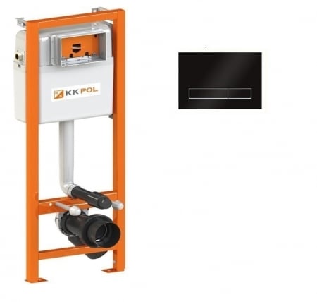 PROMOȚII - Cadru cu rezervor încastrat pentru wc + clapetă de acționare inclusă culoare negru mat model pătrat M08 V1 Negru Mat/Negru - KKPOL