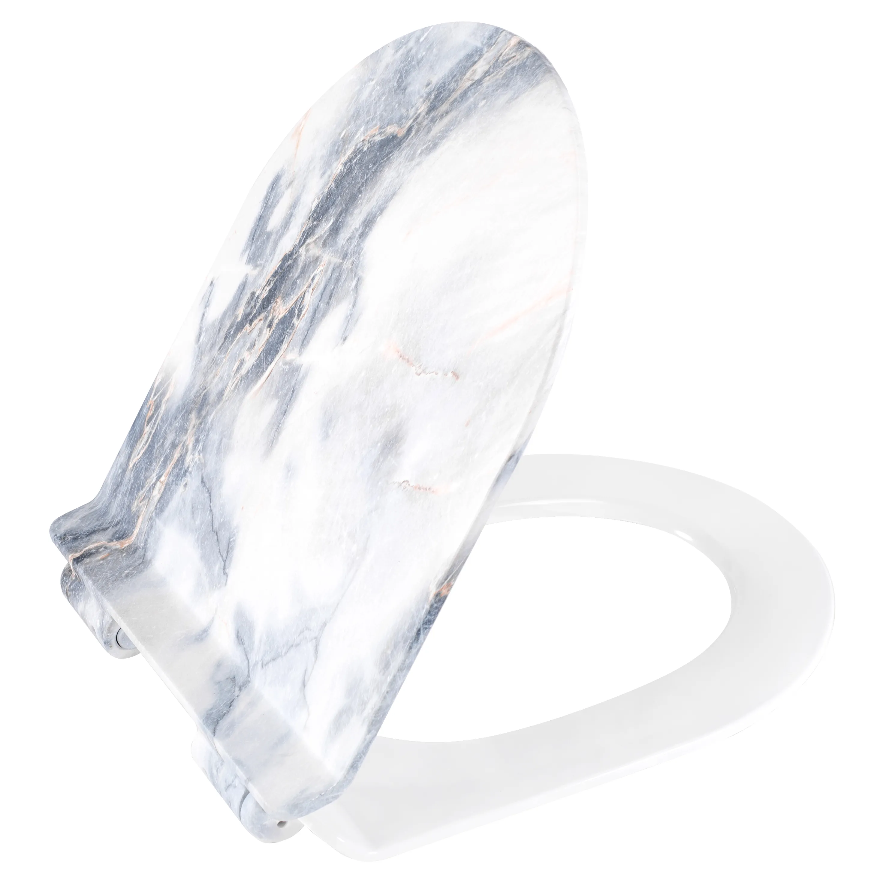 Capac vas wc culoare alb și gri închidere lentă model Duroplast Soft Close Granit Mat [2]