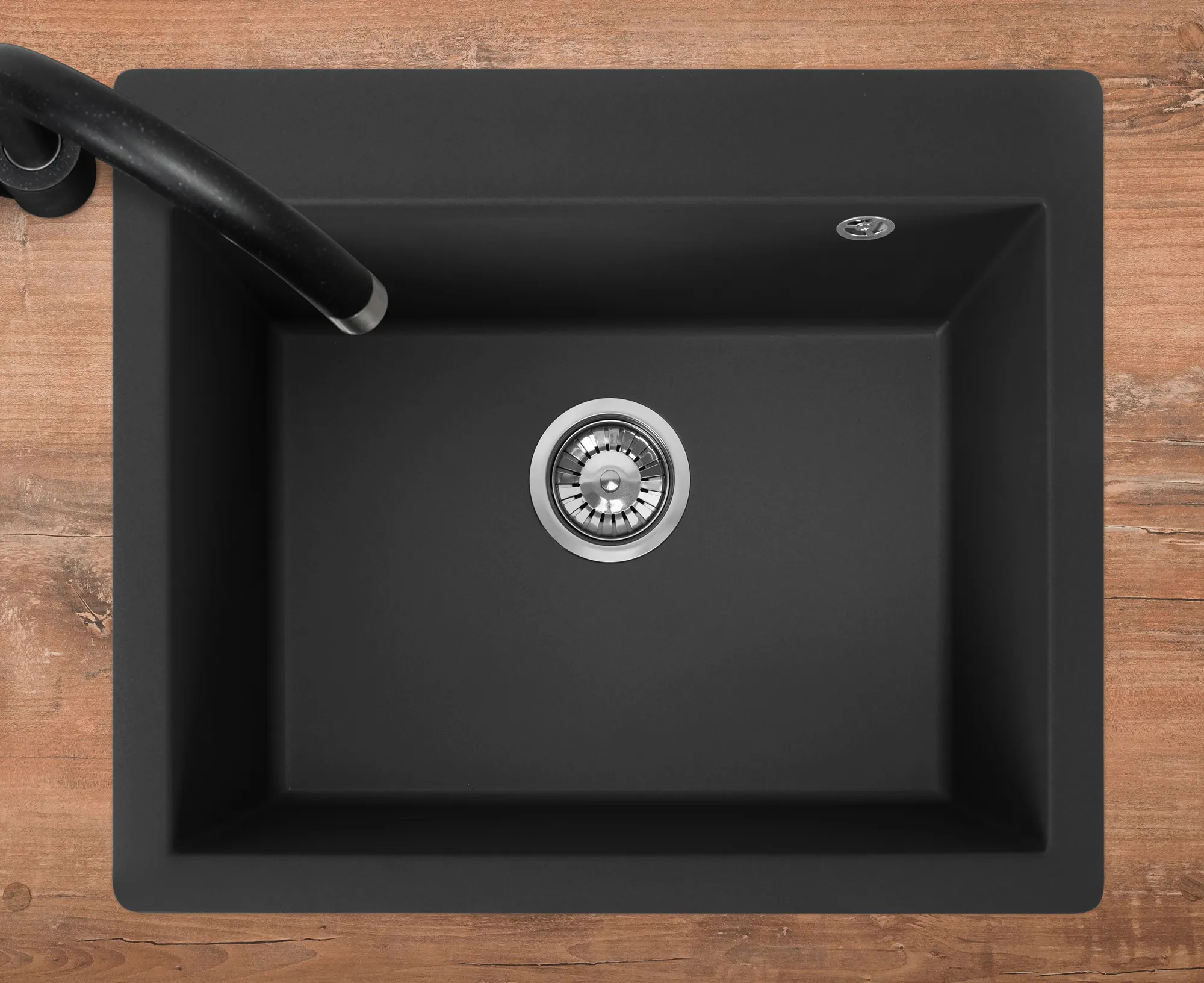 Chiuvetă bucătărie granit formă dreptunghiulară lungime 60 cm culoare neagră model Lin Black [3]