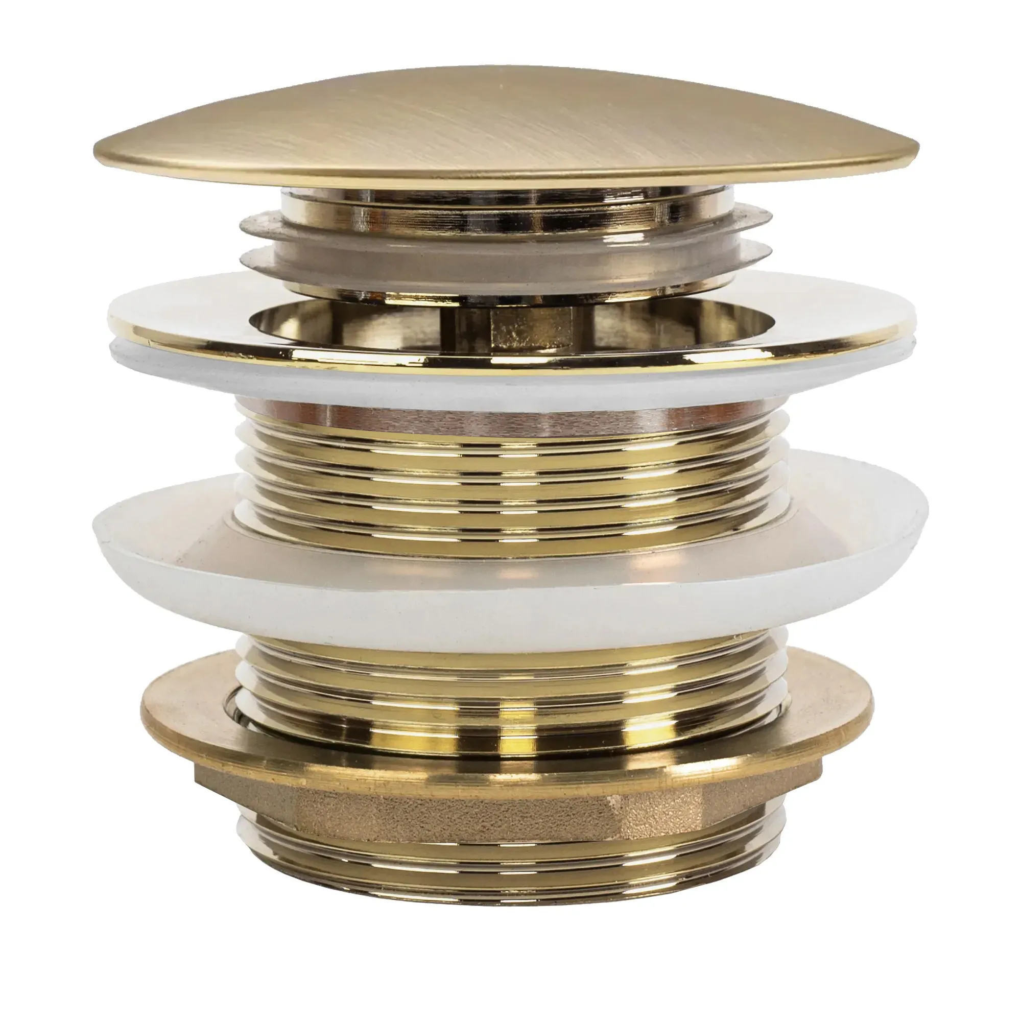 CHIUVETE / LAVOARE - Dop pentru cadă universal culoare auriu periat cu închidere click-clack model scurt Ventil Gold Brushed