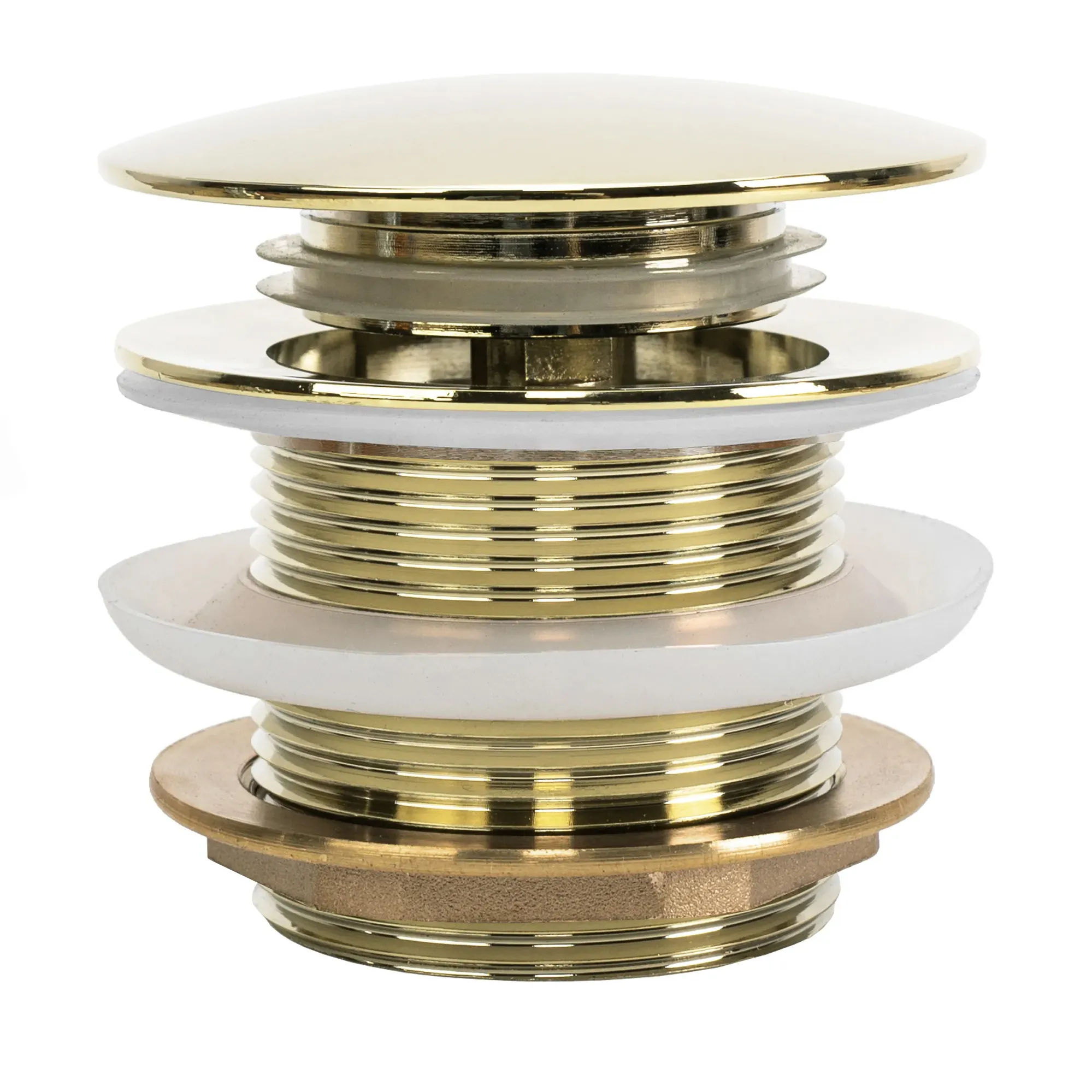 CHIUVETE / LAVOARE - Dop pentru cadă universal culoare auriu lucios cu închidere click-clack model scurt Ventil Gold