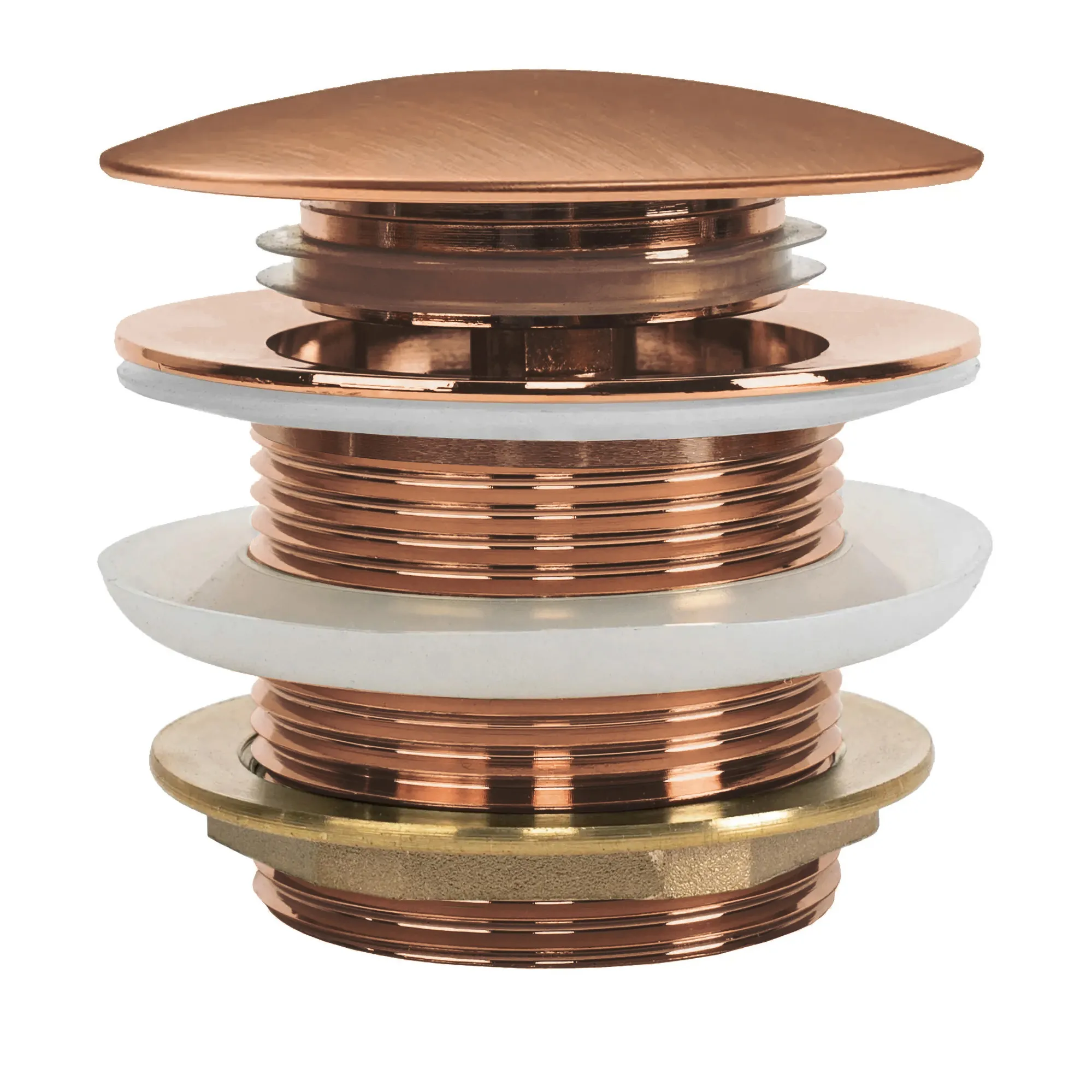 CHIUVETE / LAVOARE - Dop pentru cadă universal culoare cupru periat cu închidere click-clack model scurt Ventil Copper Brushed