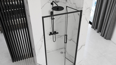 Ușă duș pliabilă mărime 80 cm culoare negru mat sticlă securizată de 4 mm model Rapid Fold Black [2]