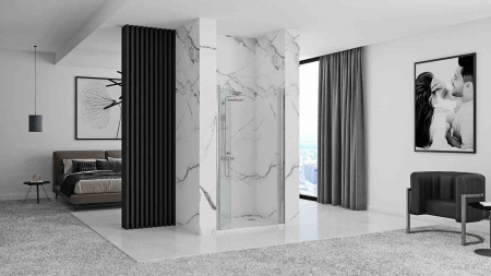Ușă cabină duș batantă mărime 100 cm culoare crom lucios sticlă securizată de 6 mm model Western Space Chrome [2]