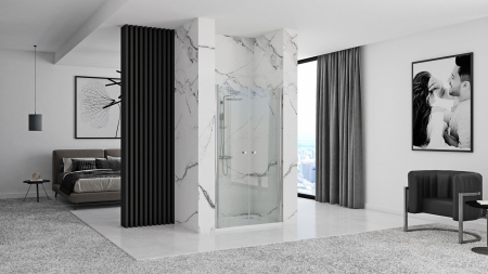 Ușă cabină duș batantă mărime 100 cm culoare crom lucios sticlă securizată de 6 mm model Western Space Chrome [3]