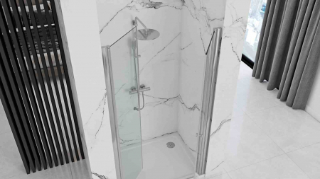 Ușă cabină duș batantă mărime 100 cm culoare crom lucios sticlă securizată de 6 mm model Western Space Chrome [1]