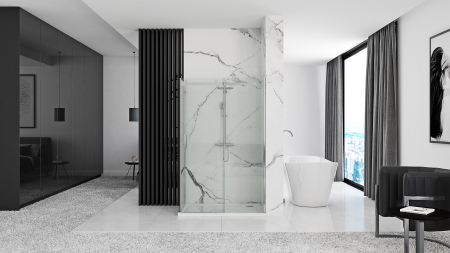 Cabină de duș culisantă  de colț mărime 100x80 cm culoare crom lucios sticlă securizată de 6 mm model Marten Chrome [1]