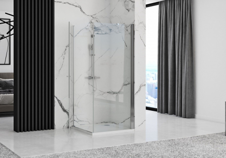 Cabină de duș batantă de colț mărime 90x90 cm culoare crom lucios sticlă securizată de 6 mm model Maxim Chrome Left [4]