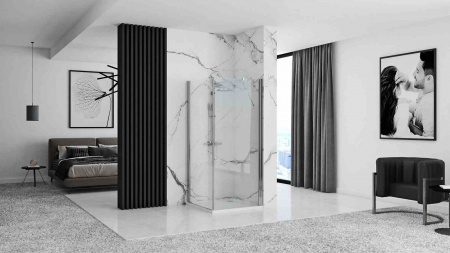 Cabină de duș batantă de colț mărime 90x90 cm culoare crom lucios sticlă securizată de 6 mm model Maxim Chrome Left [3]