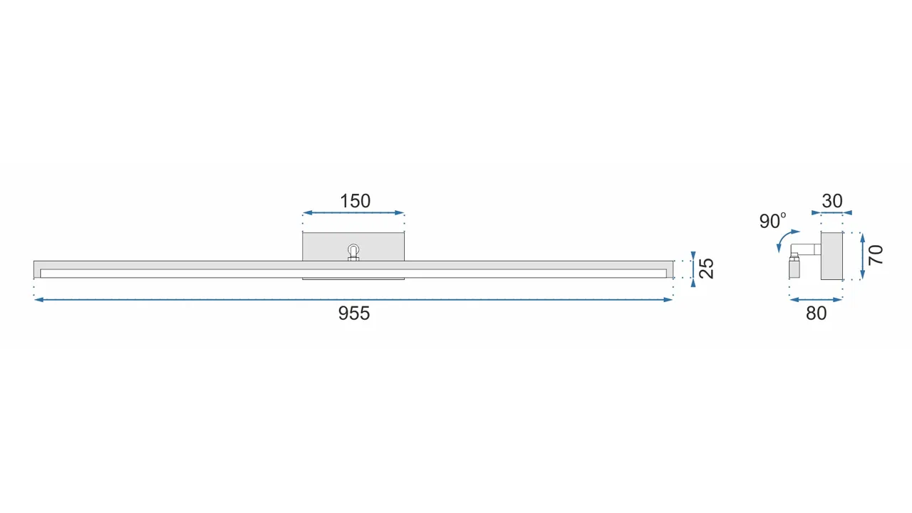 Aplică de baie LED pentru oglindă culoare neagră lungime 95 cm model APP375 [7]