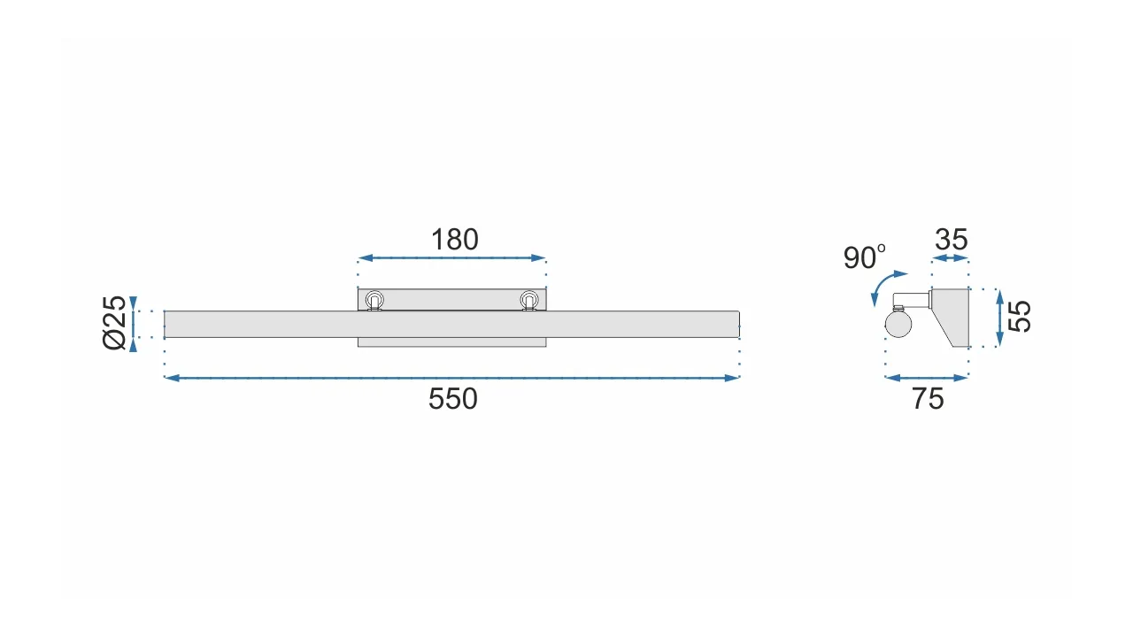 Aplică de baie LED pentru oglindă culoare crom lungime 55 cm model APP362 [7]