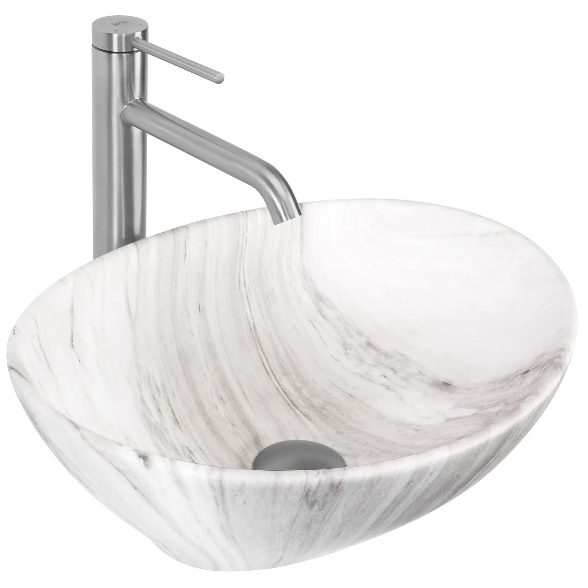 Lavoare pe blat - Lavoar baie pe blat formă ovală lungime 41 cm finisaj mat imitație de piatră model Sofia Ash Matt