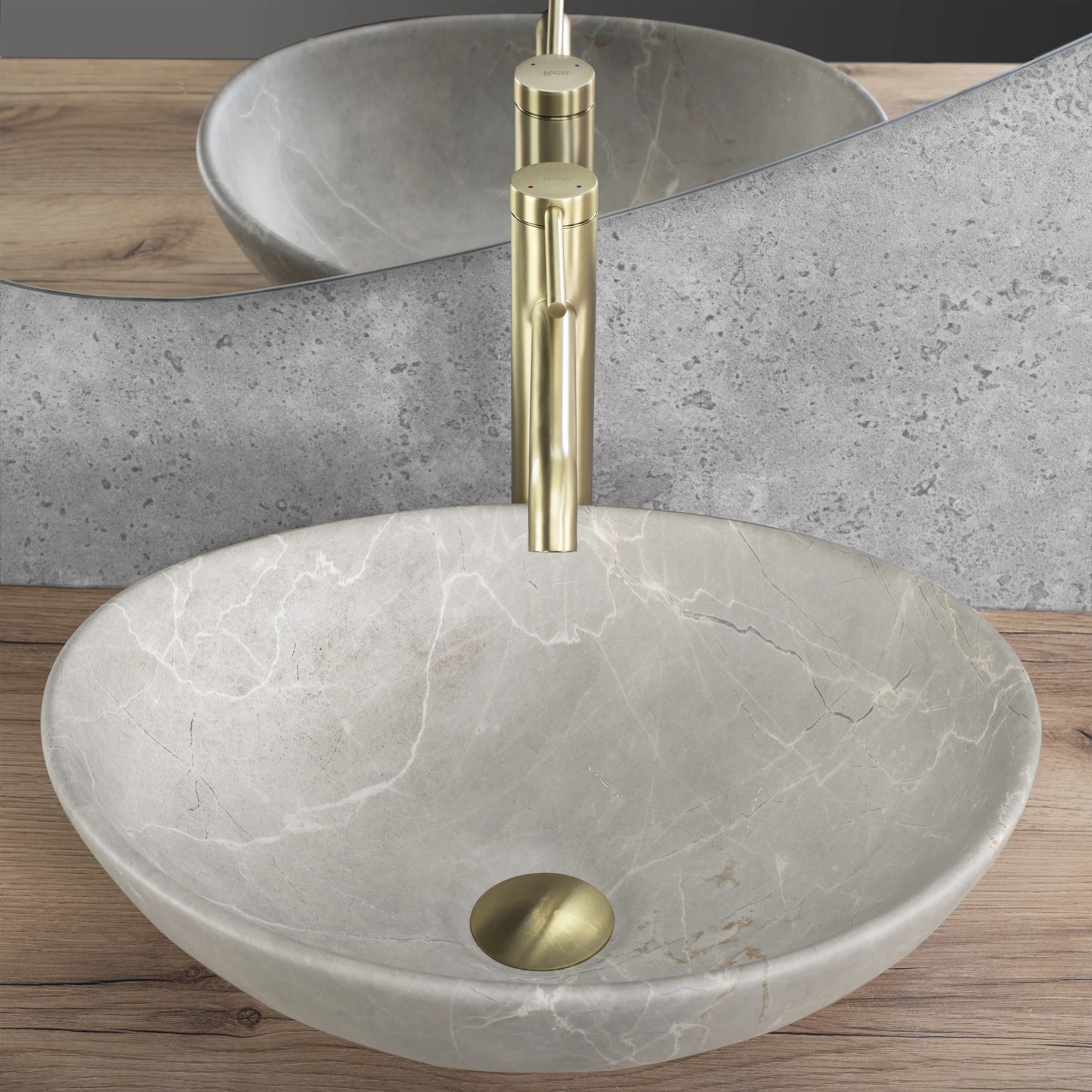 Lavoar baie pe blat formă ovală lungime 41 cm culoare crem mat model Sofia Beige Matt [2]