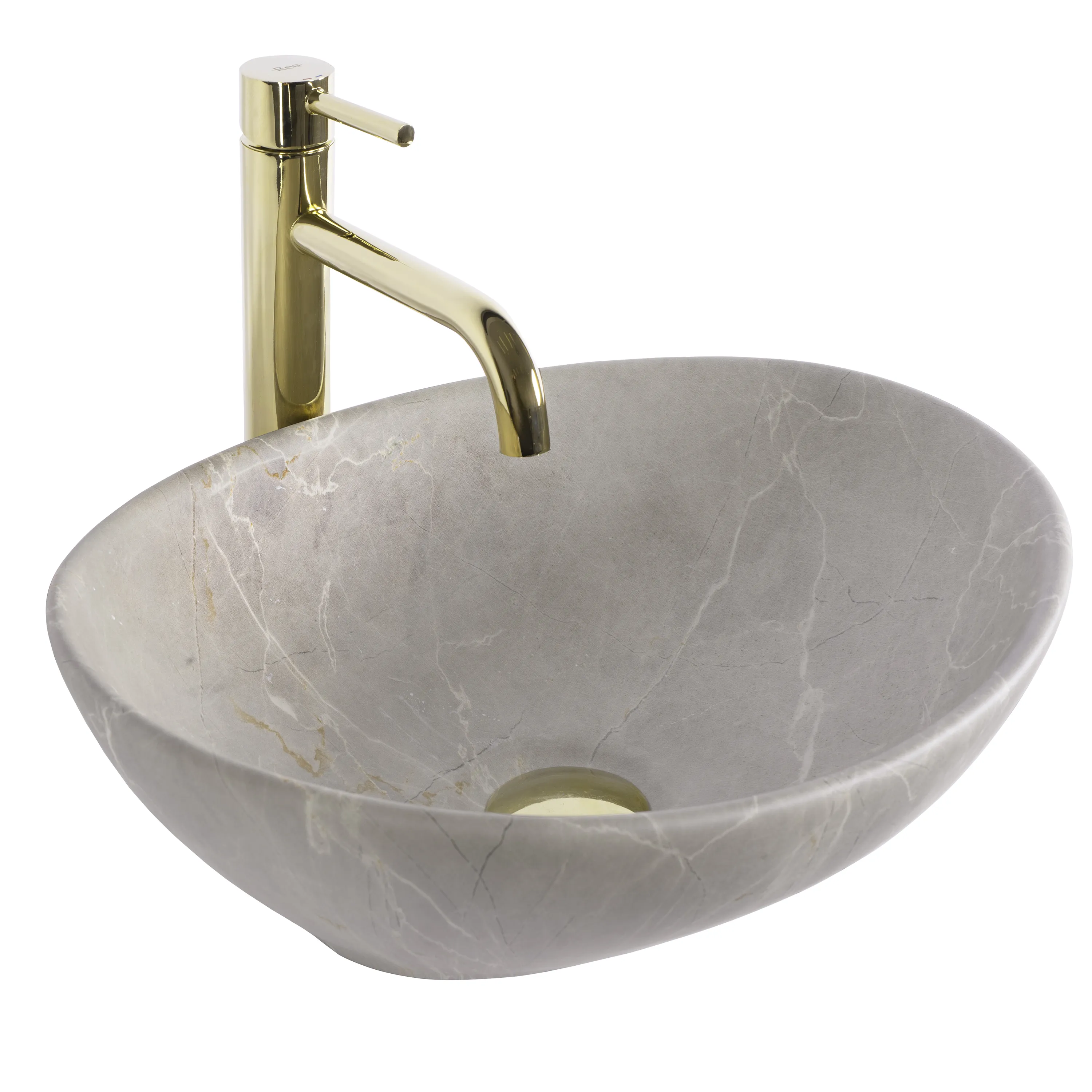 Lavoare pe blat - Lavoar baie pe blat formă ovală lungime 41 cm culoare crem mat model Sofia Beige Matt