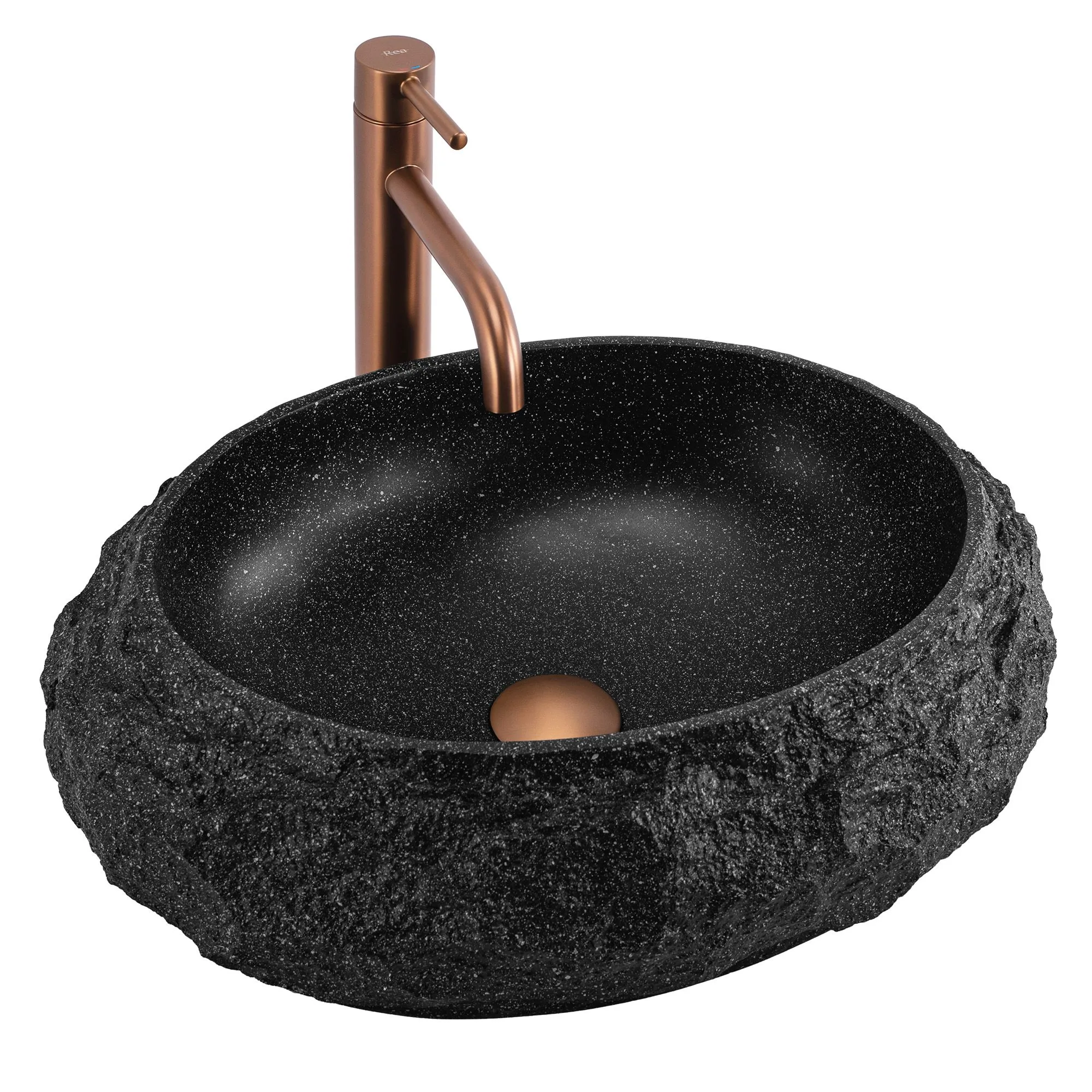 Lavoare pe blat - Lavoar baie pe blat formă ovală lungime 48 cm culoare negru model Mika Black