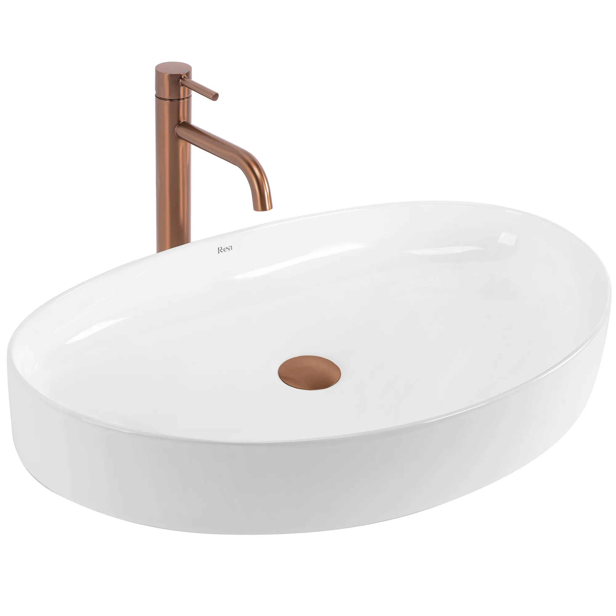 Lavoare pe blat - Lavoar baie pe blat formă ovală lungime 65.5 cm culoare alb model Sabina