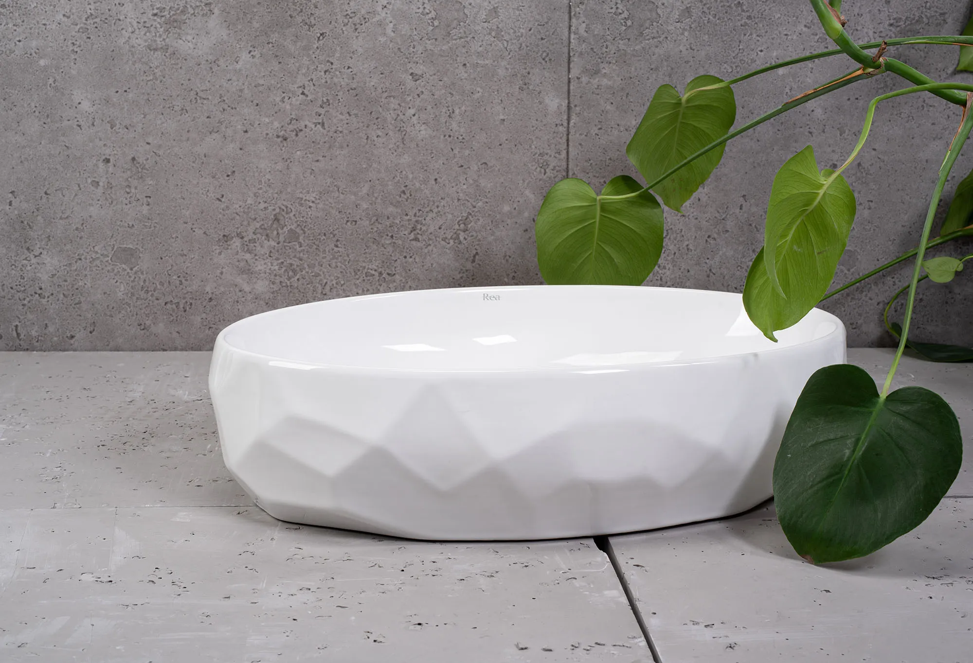 Lavoar baie pe blat formă ovală lungime 60 cm culoare alb model Maya White [2]