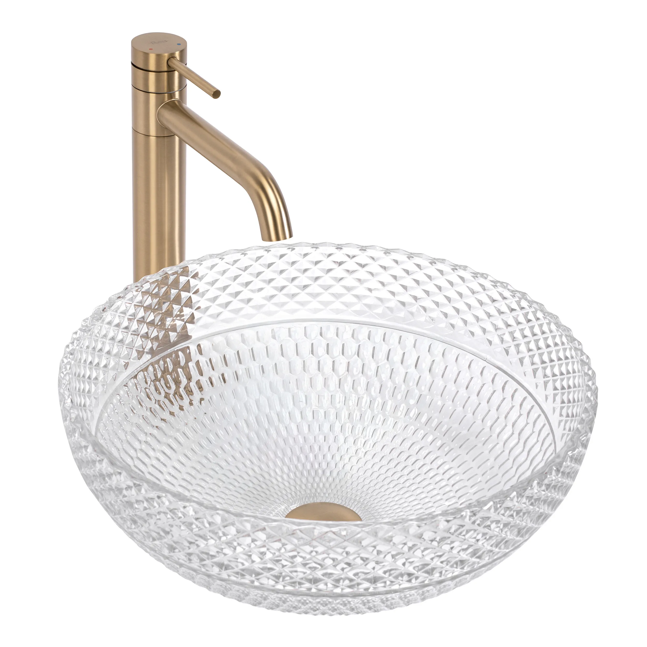 Lavoare pe blat - Lavoar baie pe blat formă rotundă lungime 40 cm finisaj transparent model Sue Transparent