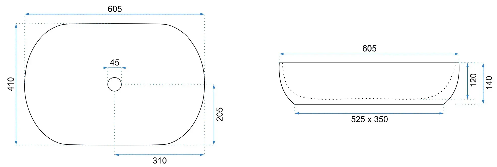 Lavoar baie pe blat formă ovală lungime 60 cm finisaj cupru periat și negru model Cleo Copper Brush / Black [5]