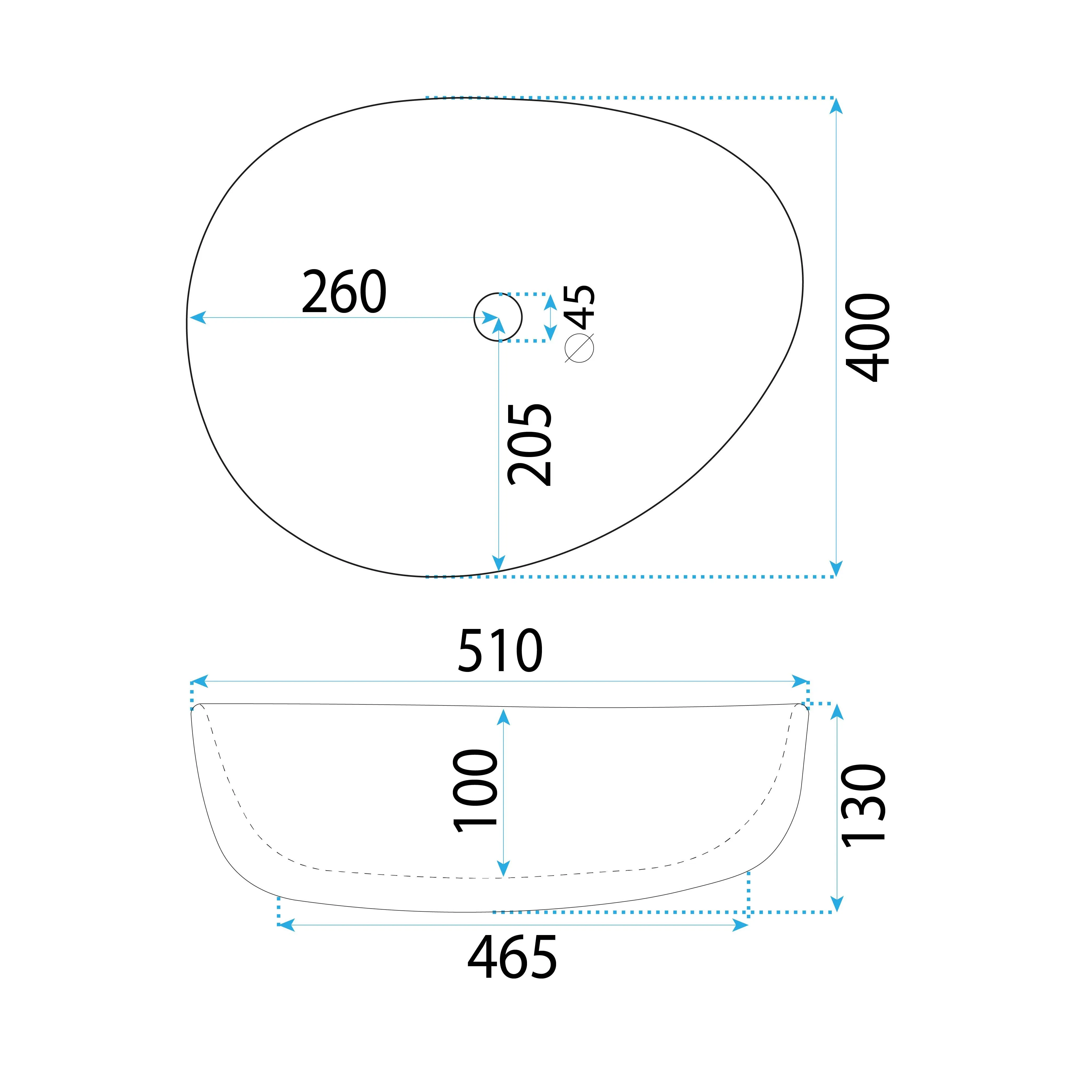 Lavoar baie pe blat formă ovală lungime 51 cm culoare alb model Vanila White [4]