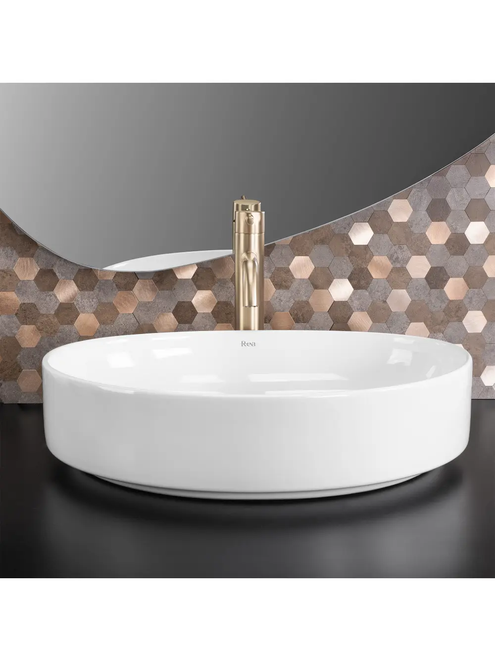 Lavoar baie pe blat formă ovală lungime 50 cm culoare alb model Sabina [1]