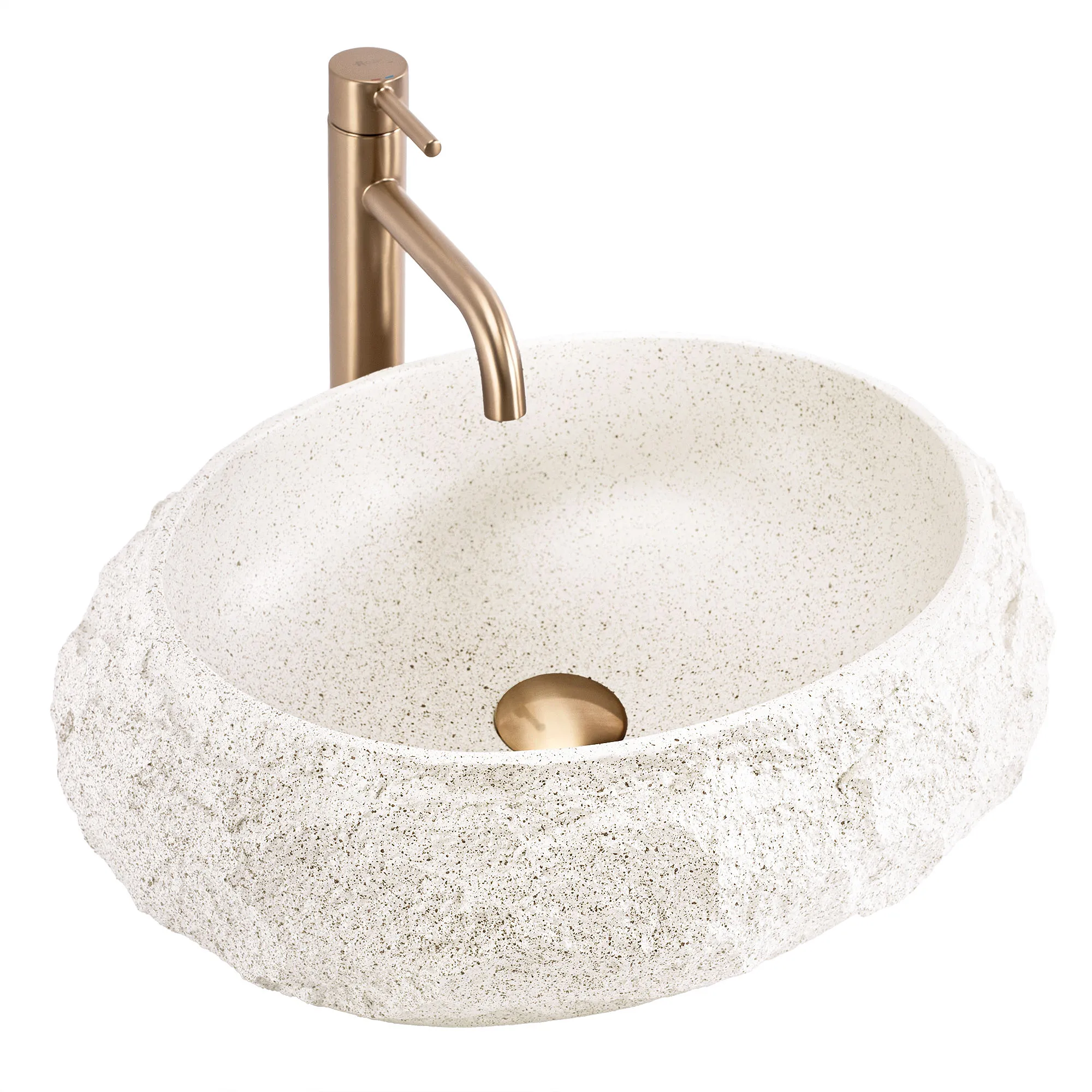 CHIUVETE / LAVOARE - Lavoar baie pe blat formă ovală lungime 48 cm culoare crem model Mika