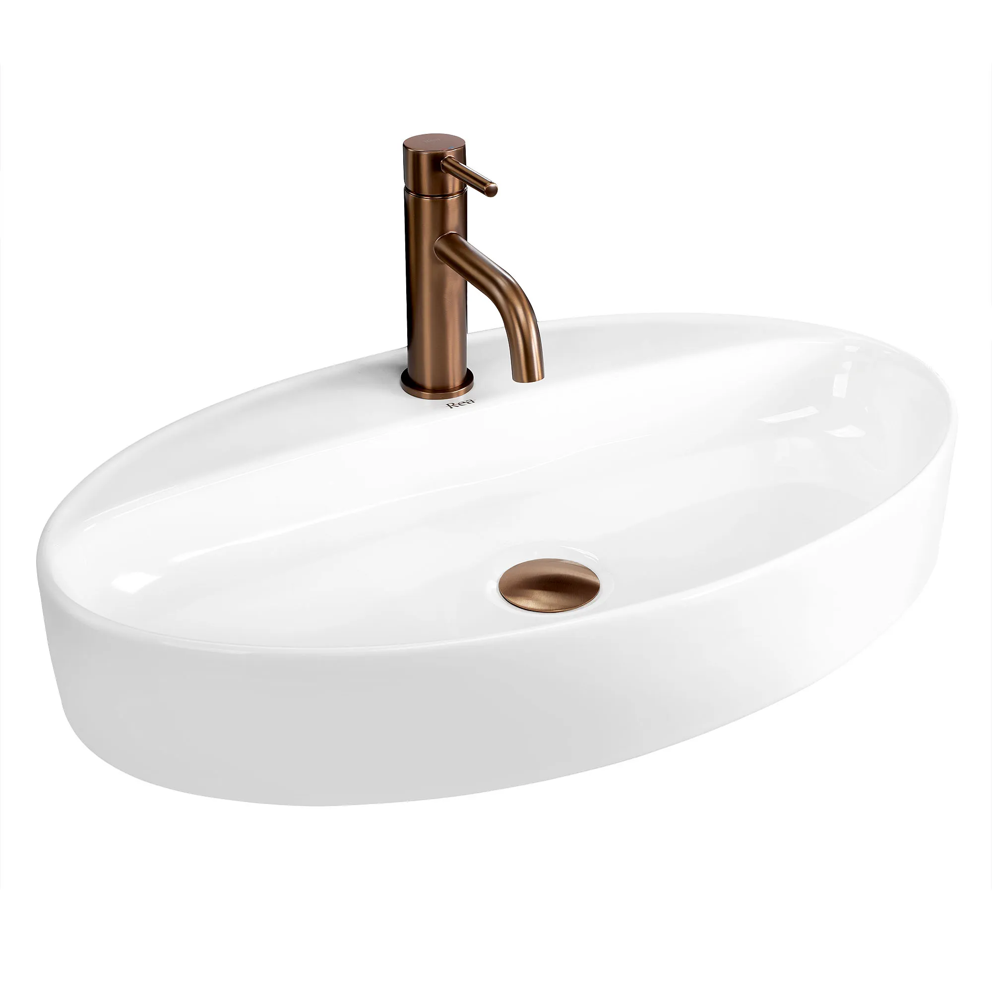 Lavoare pe blat - Lavoar baie pe blat formă ovală lungime 61 cm culoare alb model Nastasia