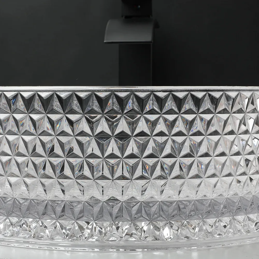Lavoar baie pe blat formă rotundă lungime 35.5 cm finisaj transparent model Cristal Transparent [6]