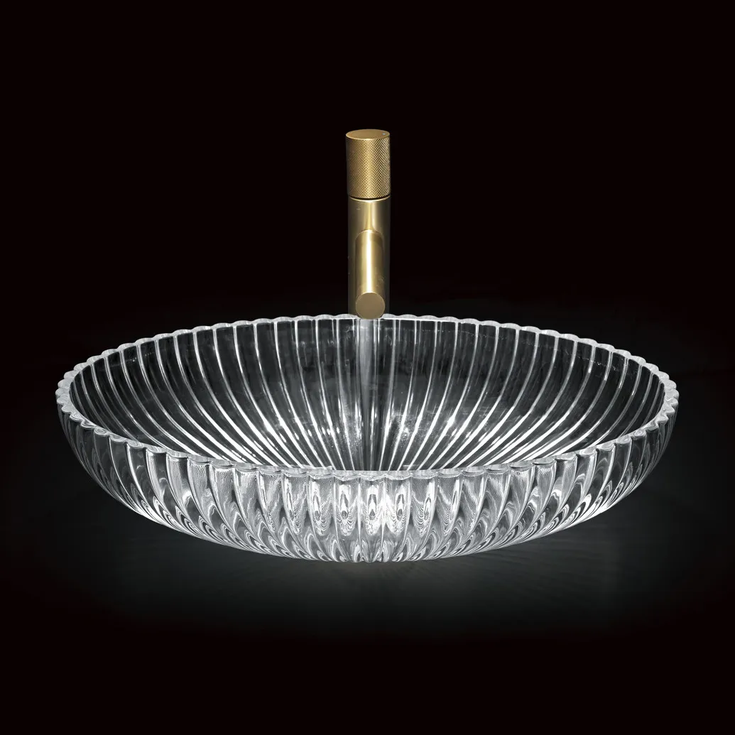 Lavoar baie pe blat formă ovală lungime 51 cm finisaj transparent model Nicole Transparent [1]