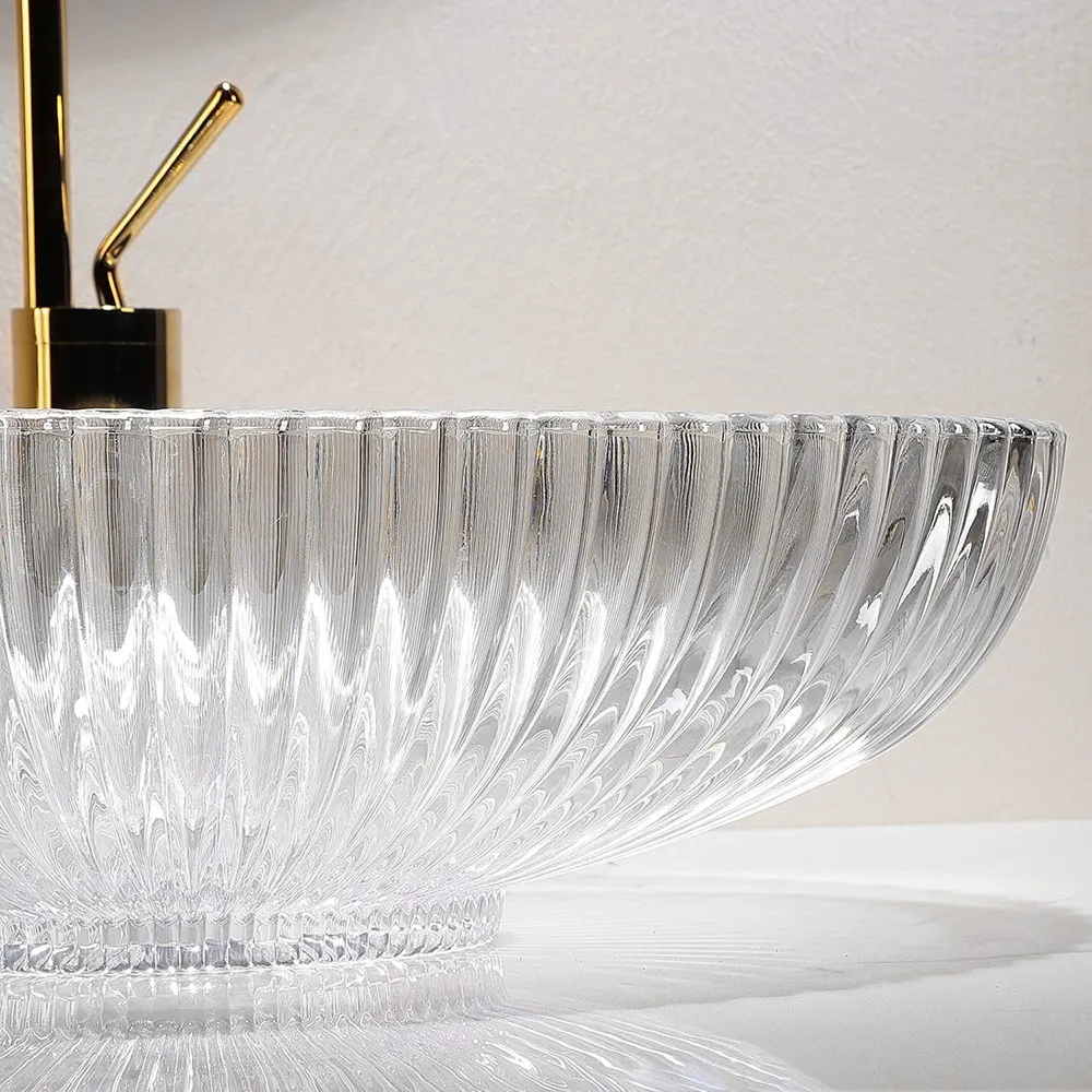 Lavoar baie pe blat formă ovală lungime 51 cm finisaj transparent model Nicole Transparent [5]