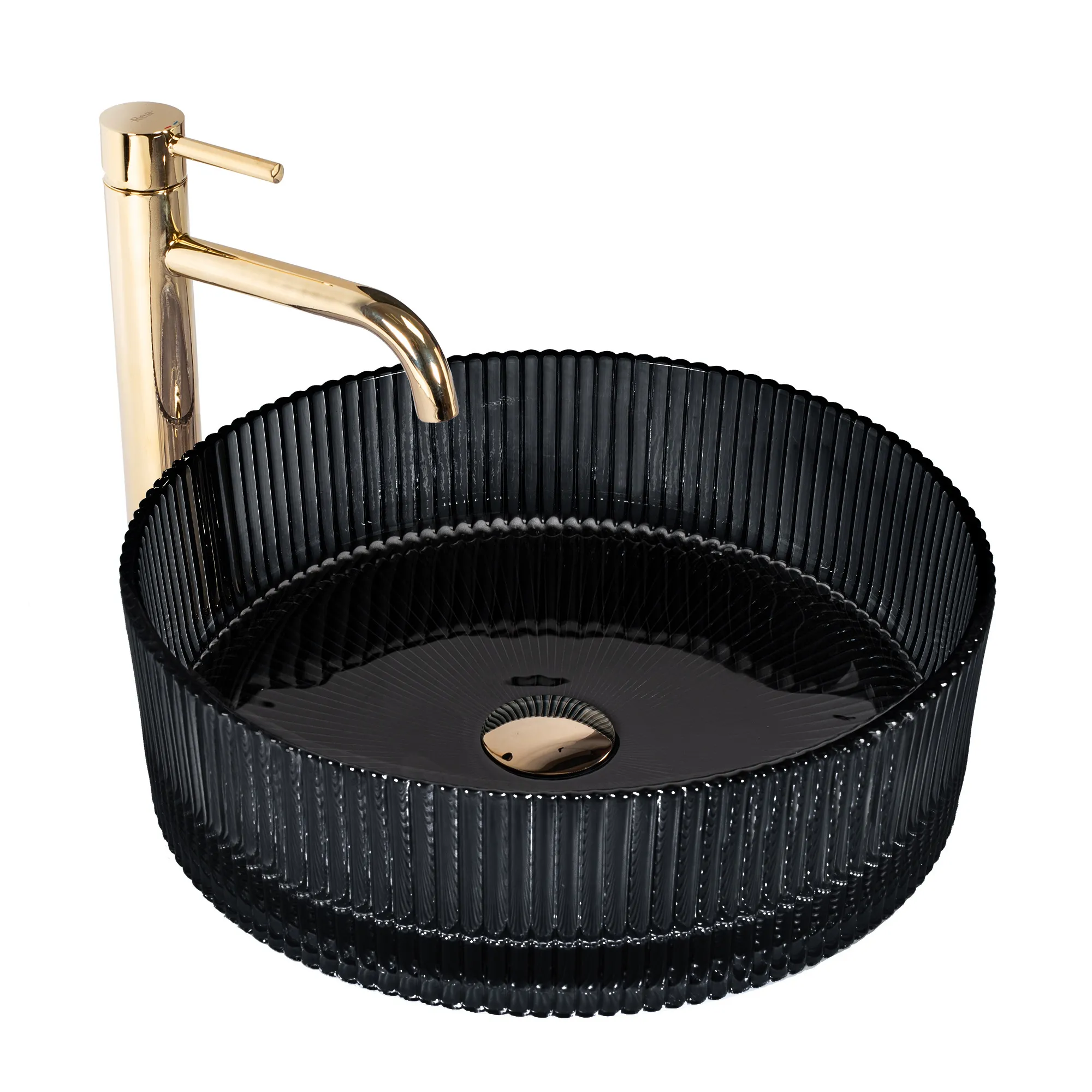 Lavoare pe blat - Lavoar baie pe blat formă rotundă lungime 40 cm culoare neagră model Ingrid Black