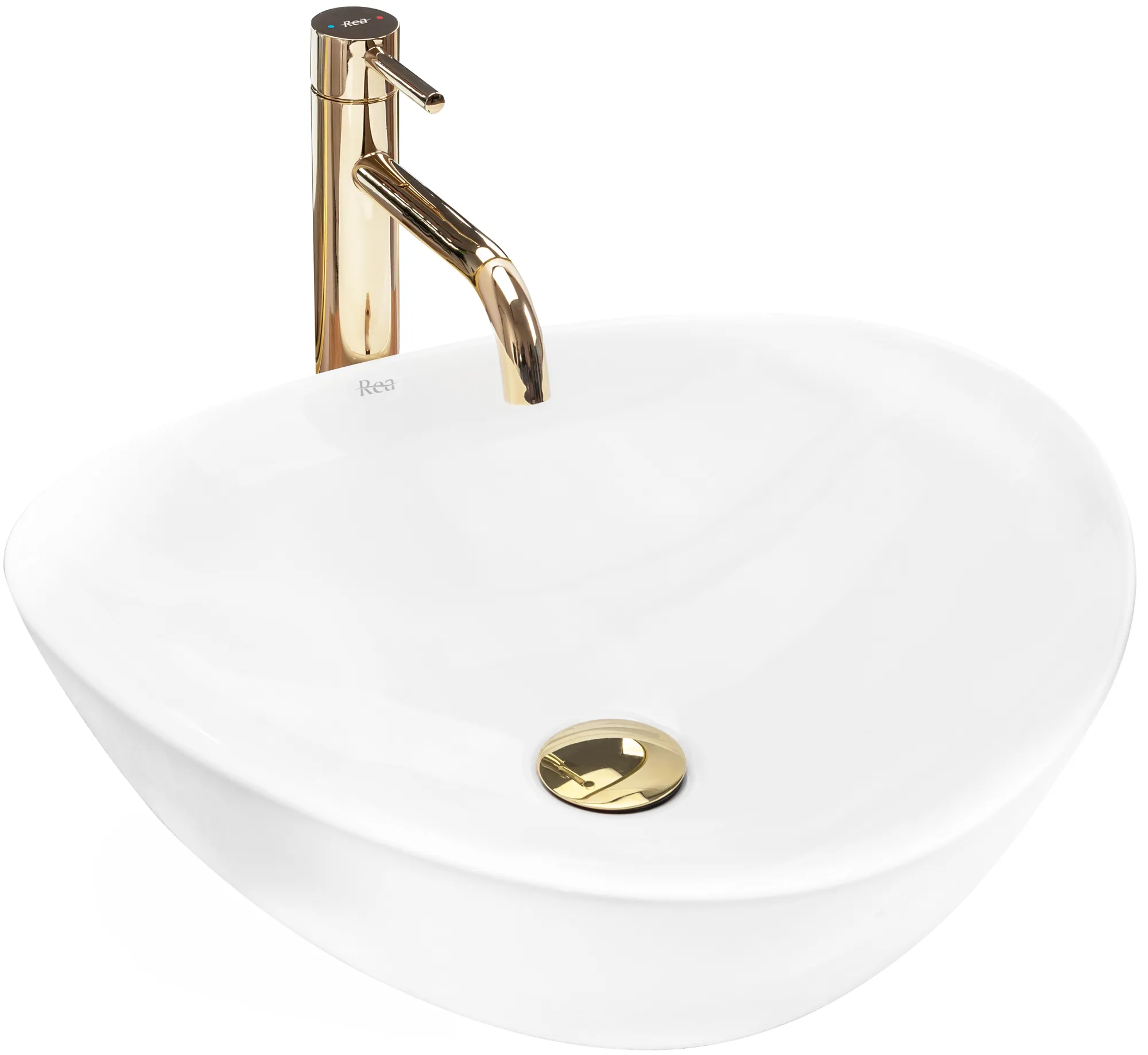 Lavoare pe blat - Lavoar pe blat formă semiovală lungime 47 cm culoare alb model Andrea
