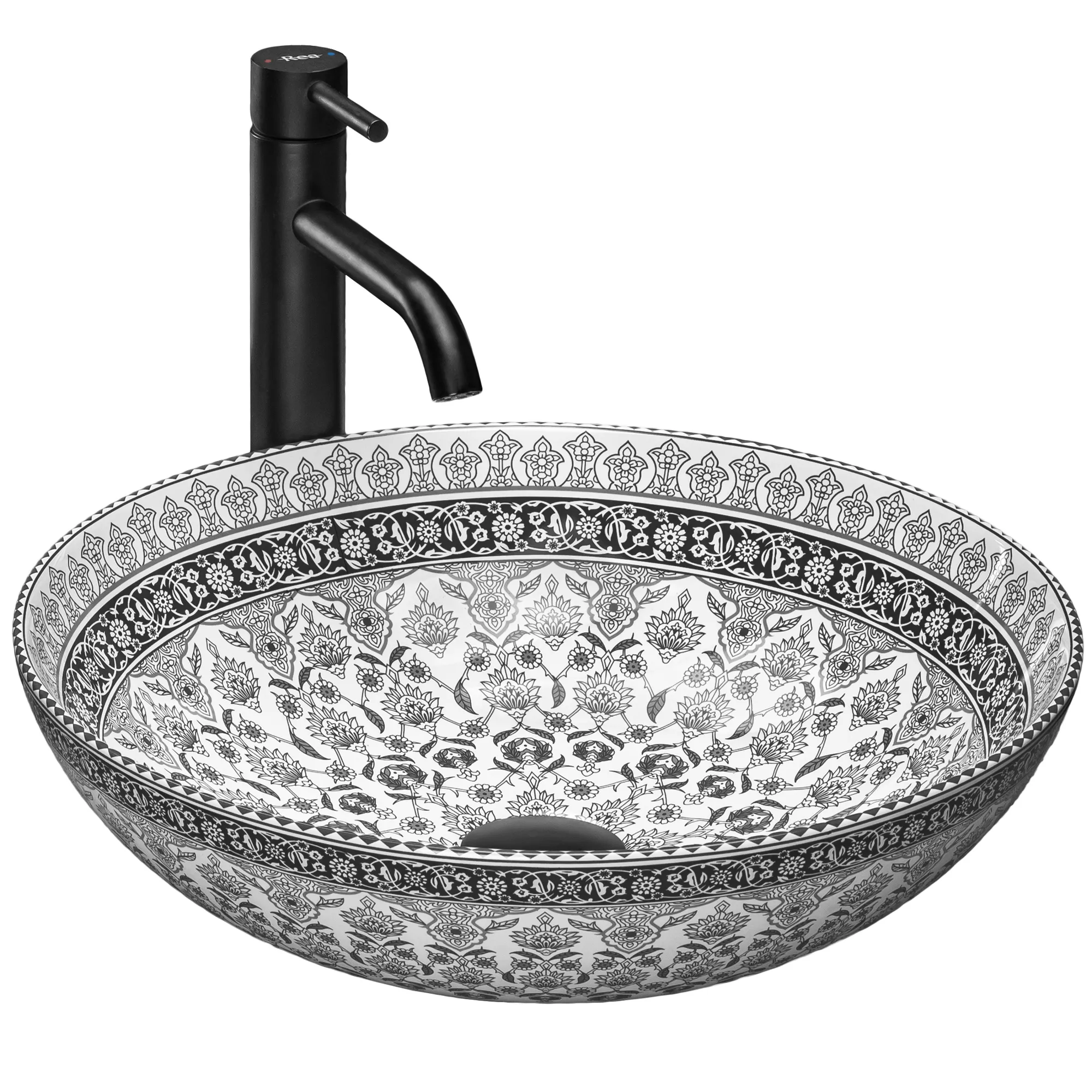 Lavoare pe blat - Lavoar pe blat formă rotundă lungime 40 cm culoare multicolor model Arte Dark Grey
