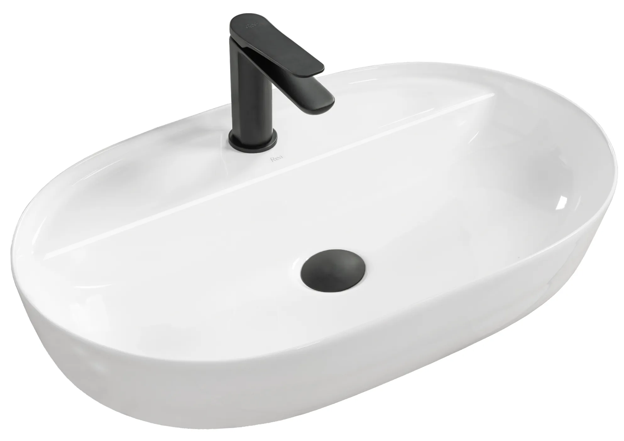 Lavoare pe blat - Lavoar baie pe blat formă semirotundă lungime 60 cm culoare alb model Aura