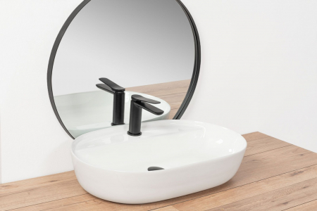 Lavoar baie pe blat formă semirotundă lungime 60 cm culoare alb model Aura [1]