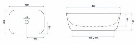 Lavoar baie pe blat formă dreptunghiulară lungime 46 cm culoare gri mat model Belinda Grey Mat [3]