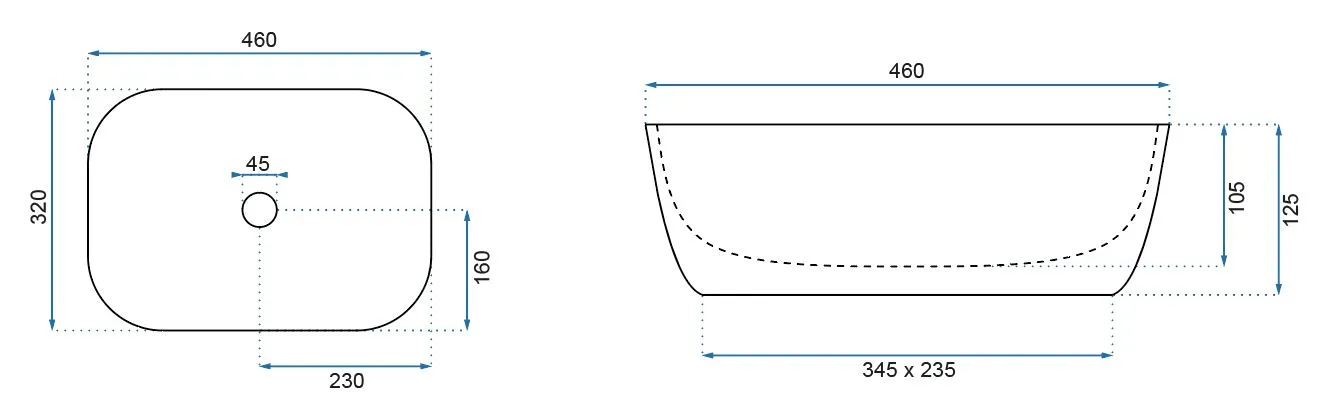 Lavoar baie pe blat formă dreptunghiulară lungime 46 cm culoare crem model Belinda Aiax [5]