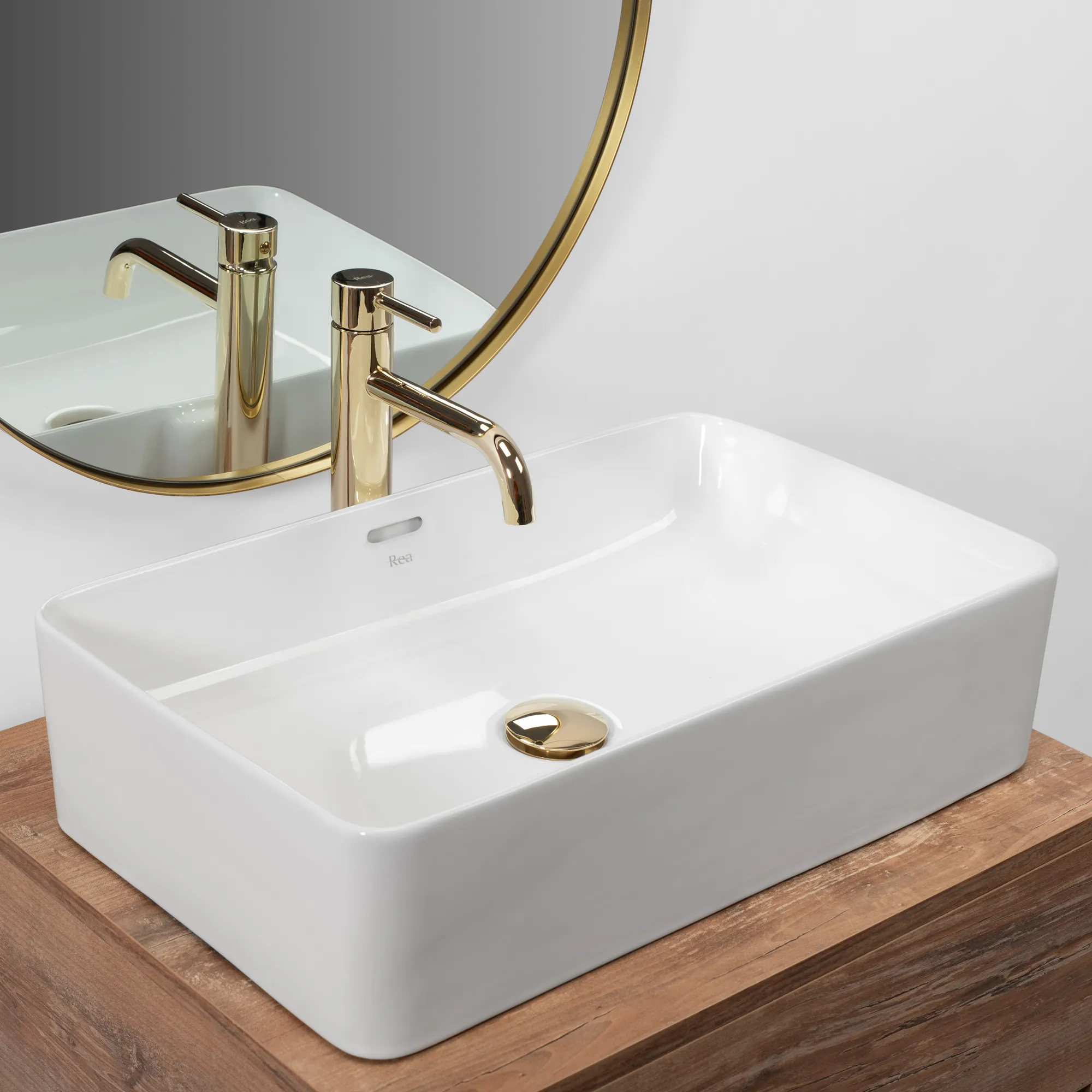 Lavoar pe blat formă dreptunghiulară lungime 56 cm culoare alb model Berta White [1]