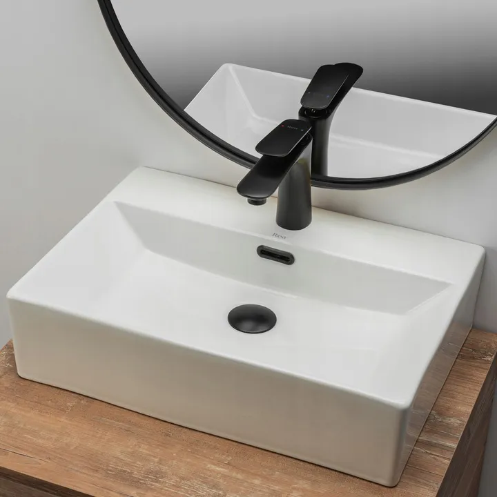 Lavoar baie pe blat formă dreptunghiulară lungime 51 cm culoare alb model Bonita [1]