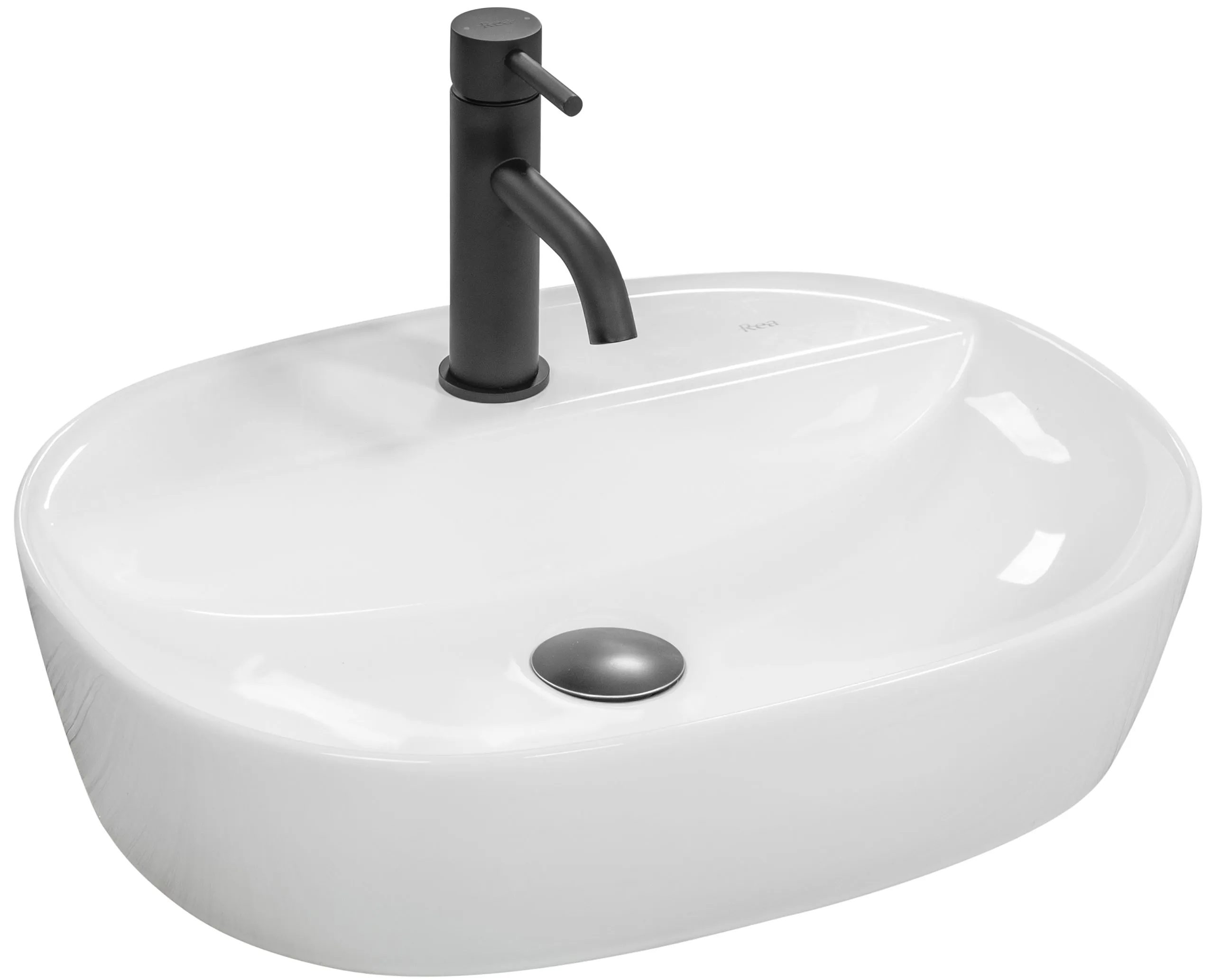 CHIUVETE / LAVOARE - Lavoar baie pe blat formă semiovală lungime 50 cm culoare alb model Carina