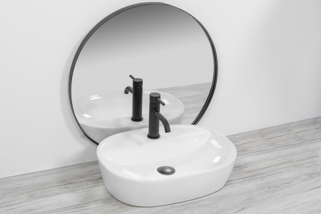 Lavoar baie pe blat formă semiovală lungime 50 cm culoare alb model Carina [1]