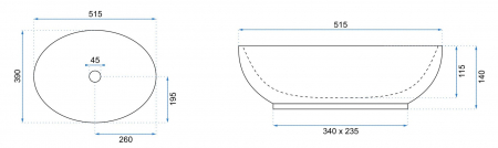 Lavoar pe blat formă ovală lungime 51 cm culoare crom model Carola Slim Silver [3]