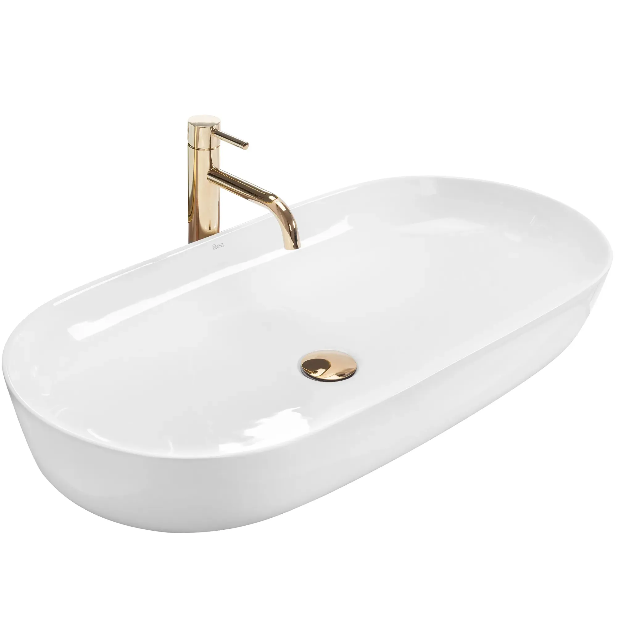 CHIUVETE / LAVOARE - Lavoar pe blat formă semiovală lungime 81 cm culoare alb model Cleo White
