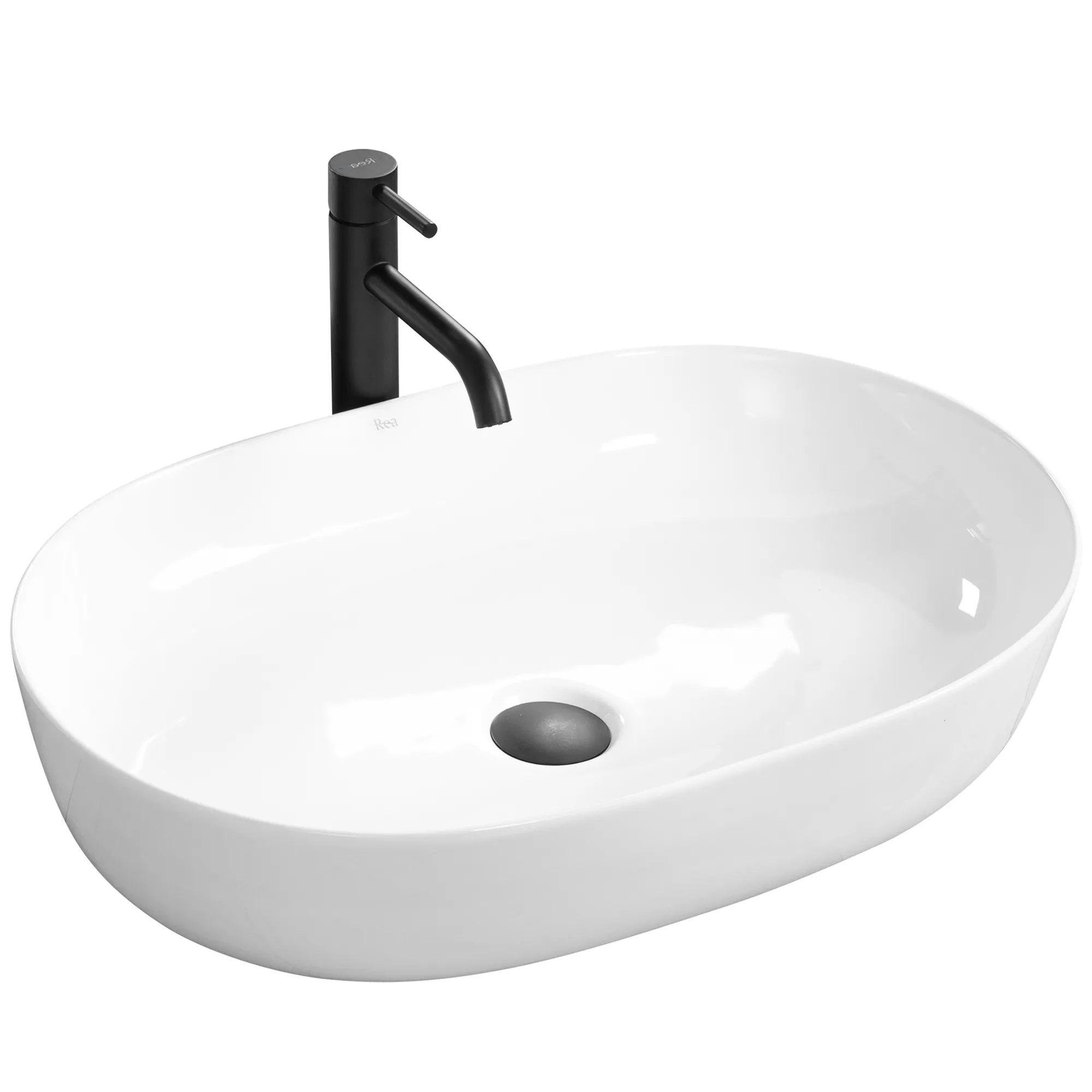 Lavoare pe blat - Lavoar baie pe blat formă semiovală lungime 60 cm culoare alb model Cleo White